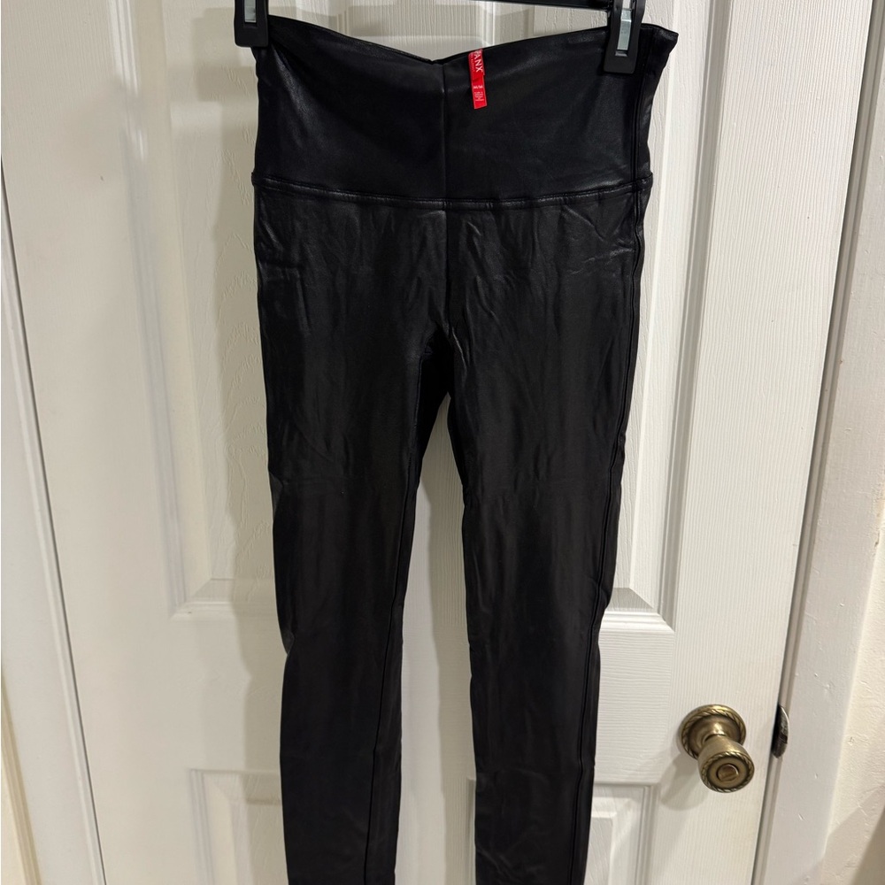 SPANX Black Faux Leather High-Waist Jeggings